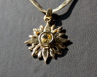 Pendentif or et zircon jaune naturel