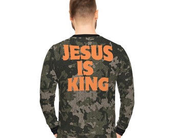 Jesus is King Sweatshirt Camo Orange Trendy