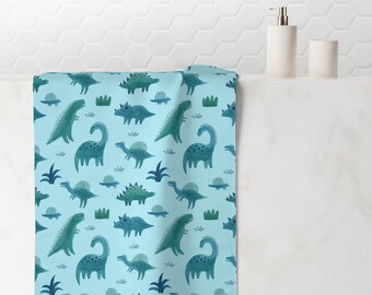 Blue Dinosaur Pattern Towel | Kids Bath or Beach Towel