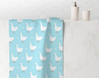 Child baby White goose Pattern Mink-Cotton Towel | Light Blue Beach or Bath Towel