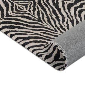 Zebra Rug Print Area Rug Bedrrom Living Room Decor| Black White/beige Animal Stripe Accent Rug image 5