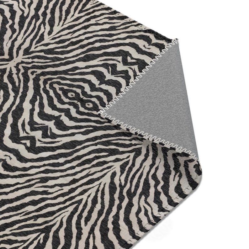 Zebra Rug Print Area Rug Bedrrom Living Room Decor| Black White/beige Animal Stripe Accent Rug image 4