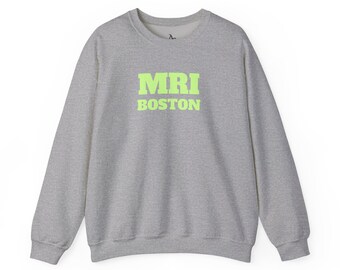 Boston MRI Sweatshirt | Lime Green Block Letter Crewneck healthcare medical attire Radiology