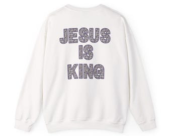 Jesus Is King sweatshirt grey camo back print crewneck
