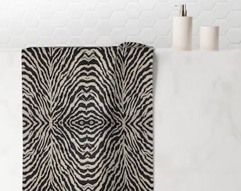 Zebra Mirage Pattern Towel | Retro Vintage Cute Trendy Neutral Animal Print Bath or Beach Towel