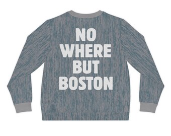 No Where But Boston Heathered Blue Texture Sweatshirt Crewneck City