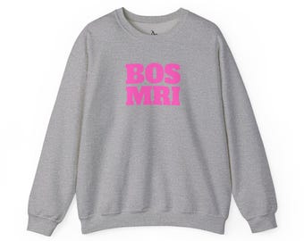 Boston MRI Sweatshirt | Hot Pink Block Letter Crewneck healthcare medical attire