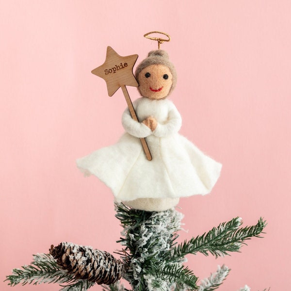 Christmas Angel Tree Topper - Felt Christmas Tree Topper Personalised Christmas Decorations Christmas Gift Ideas Felt Decorations