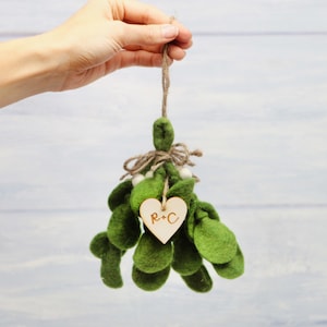 Personalised Felt Mistletoe Sprig Decoration - Christmas Tree Decorations Festive Decor Christmas Gift Ideas Romantic Gift Idea For Couples