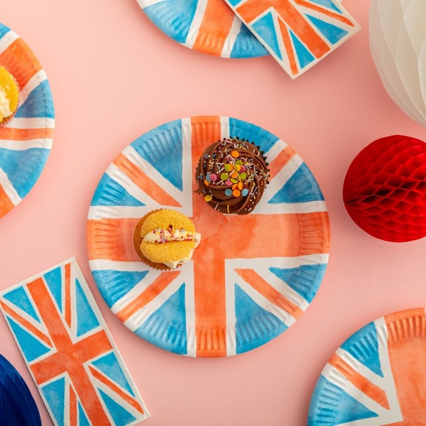 Union Jack Paper Party Plates - Street Party Accessories Great British Party Tableware Royal Celebrations