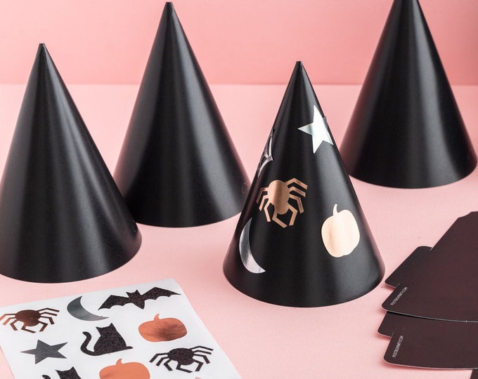 DIY Halloween Party Hats And Sticker Set - Halloween Party Crafts Halloween Crafts For Kids Halloween Stickers Pumpkin Stickers