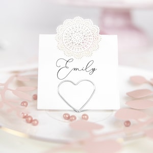 Silber Herz Tischkartenhalter - 10er Pack - Hochzeit Ort Name Halter Silber Thema Dinner Party Dekorationen Hochzeit Tischdekoration