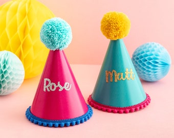 Personalised Party Hat - Bright Colourful Birthday Hat Personalized Party Hat Birthday Gift Ideas Hen Party 1st Birthday Cake Smash Props
