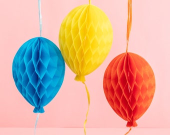 Colourful Balloon Shaped Honeycomb Party Decorations - Bright Paper Decorations Colourful Birthday Party Hanging Decorations