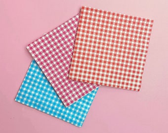 Colourful Gingham Napkins - 20 Pack - Checked Birthday Napkins Disposable Tableware Colourful Summer Picnic Party