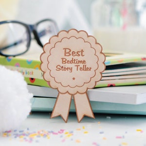 Any Message Badge Rosette - Personalised Father&#39;s Day Gift Engraved Badge Personalised Badge Award Keepsake Gifts Teacher Gifts