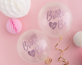 Bride To Be Balloons - 6 Pack - Clear Balloons Purple Theme Hen Party Decorations Latex Balloons Bridal Shower Balloons