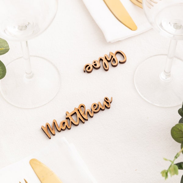 Personalised Wooden Wedding Place Names - Rustic Theme Wedding Table Guests Names Bride And Groom Table Decorations Guest Seating Plan