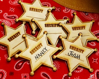 Distintivo dello sceriffo - Cowboy del selvaggio West, bomboniera per bambini, costume da ballo, distintivo personalizzato, accessori personalizzati per feste per bambini