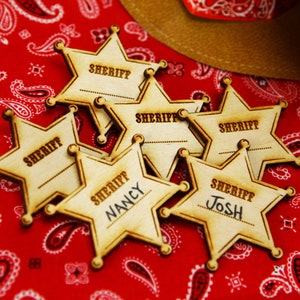 Sheriff Badge - Wild West Cowboy Kids Party Favour Barn Dance Fancy Dress Personalised Badge Personalized Childrens Party Accessories