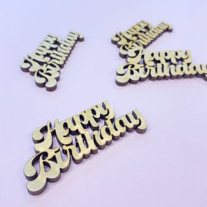 Wooden Happy Birthday Table Confetti - Retro Font Birthday Table Decorations Reusable Birthday Party Confetti Celebration
