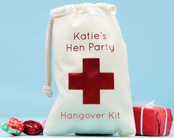 Personalised Foil Hangover Kit - Recovery Bag Hen Party Kit Birthday Gift Fun Gift Ideas Stag Do Hangover Rescue