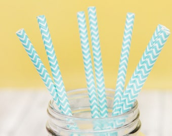 Pastel Chevron Paper Straws - 25 Pack - Birthday Party Decorations Cocktail Straws Wedding Straws Foil Drinking Straws Outdoor Party