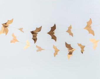 Halloween Gold Bat Garland - 1.5m - Halloween Party Decorations Childrens Party Accessories Family Halloween Party Kids Halloween Backdrop