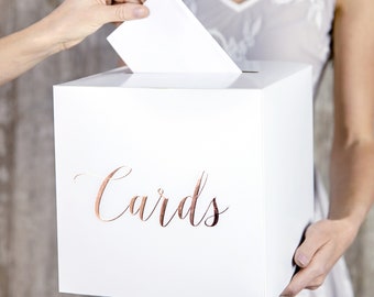 Rose Gold Wedding Card Post Box - Wedding Greetings Card Box White And Rose Gold Theme Wedding Accessories Wedding Decorations Wedding Post