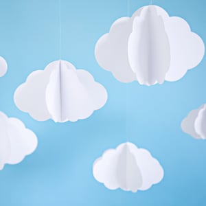 Cloud Shaped Hanging Decorations - 3 Pack - Baby Shower Decorations Nursery Hanging Accessories White Theme 1st Birthday Party