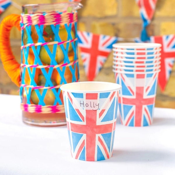 Union Jack Paper Party Cups - British Street Party Accessories Great British Party Tableware Royal Celebration