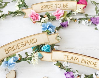 Personalised Flower Crown Bride To Be Maid Of Honour Bridesmaid Hen Do Hen Party Bridal Shower Hen Party Accessories