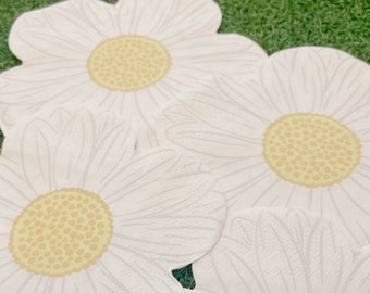 Serviettes de table en forme de marguerite - Lot de 20 - Décorations de table de Pâques Serviettes sur le thème des fleurs Vaisselle en papier pour adultes Printemps