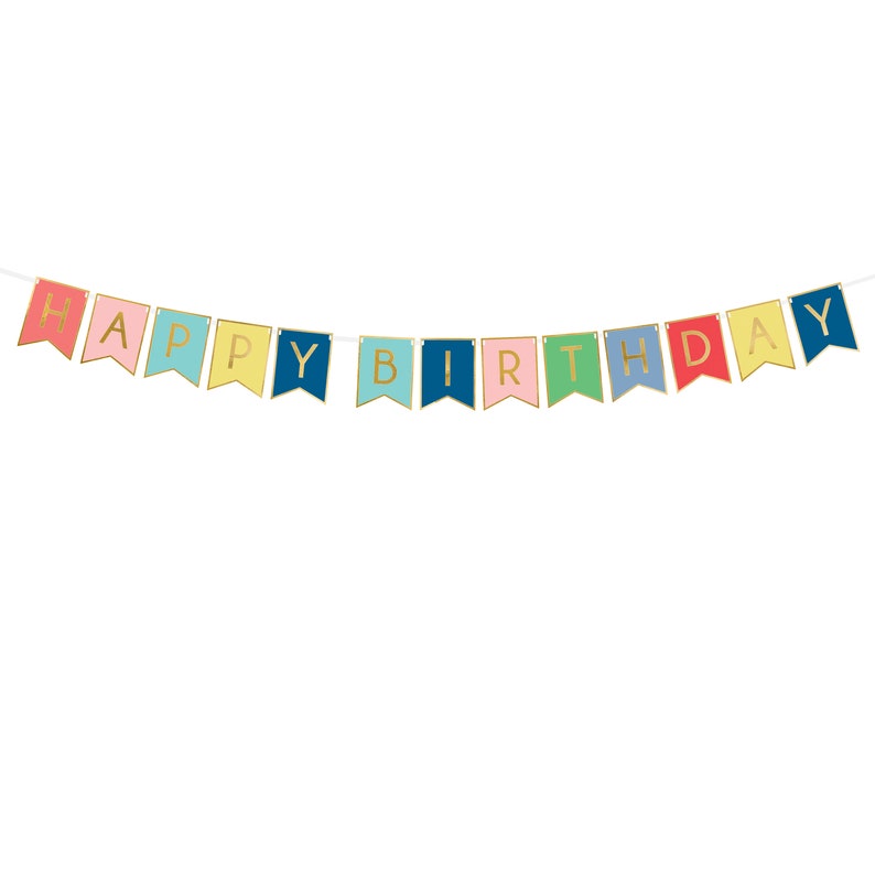 Colourful Happy Birthday Bunting 175cm Colourful Birthday Party Decorations Garland Childrens Rainbow Themed Family Party image 2