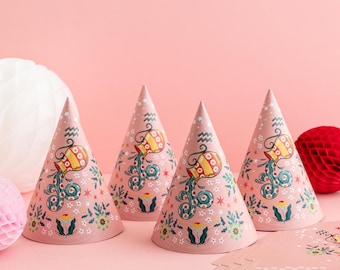 Aquarius Zodiac Party Hats - 4 Pack - Flatpack Birthday Party Star Sign Theme Party Accessories Kids Party Family Unique Party Hats