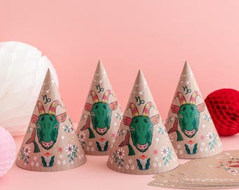 Capricorn Zodiac Party Hats - 4 Pack - Star Sign Birthday Party Theme Party Accessories Kids Party Family Unique Flatpack