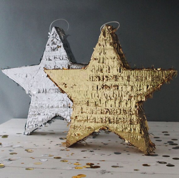 Gold And Silver Star Pinata Metallic Party Pinata Birthday Party Games Wedding Games Star Decorations Party Accessories Baby Shower