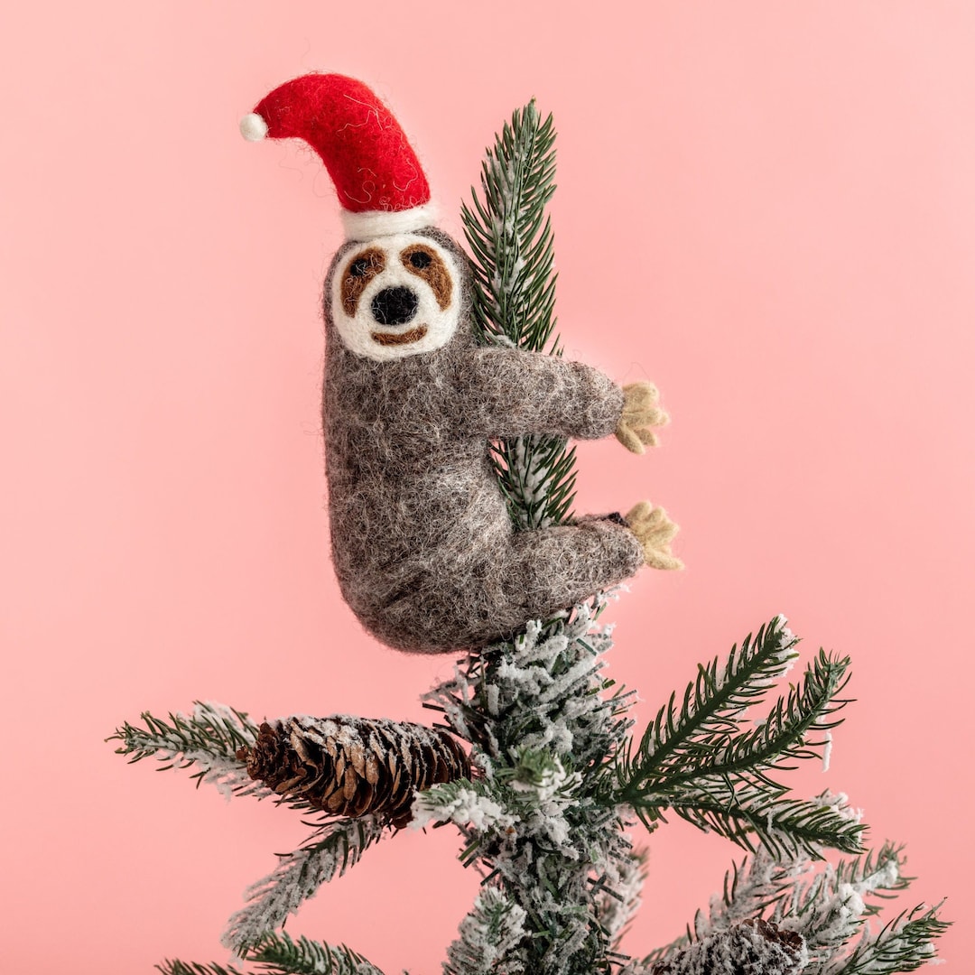 Festive Sloth Tree Topper Felt Sloth Christmas Decoration Etsy Australia