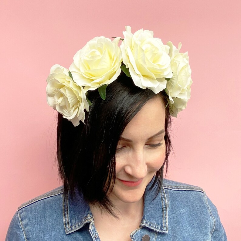 Ivory Flower Crown Oversized Floral Headpiece Floral Hen Etsy UK