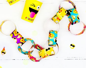 Emoji Paper Chains - 40 Pack - Crafts For Kids Children's Birthday Party Decorations Birthday Party Emoji Theme Family Party