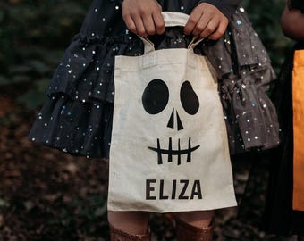 Personalised Skeleton Bag - Personalized Halloween Trick or Treat Bag For Children Halloween Gift Idea For Kids Party Favour Favor