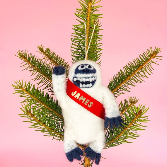 Personalised Yeti Christmas Tree Decoration - Felt Bauble Festive Gift  Personalized Gift Ideas Winter Theme Birthday Gift Letterbox Gifts