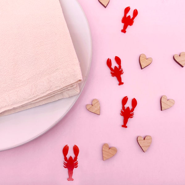 Lobster And Heart Reusable Table Confetti - Valentines Table Decorations Romantic Heart Shaped Confetti Novelty Scatter
