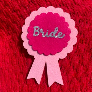 Insigne de rosace d'enterrement de vie de jeune fille en feutre - Grand insigne d'enterrement de vie de jeune fille en feutre scintillant rose Accessoires de douche nuptiale Décorations de fête nuptiale Future mariée