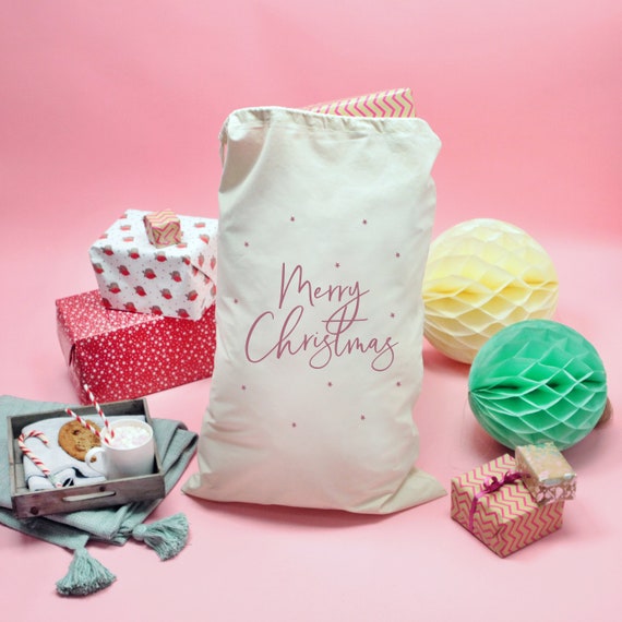 Sacchetto regalo riutilizzabile di buon Natale Confezione regalo ecologica  Confezione regalo riutilizzabile Grandi sacchetti di cotone festivi -   Italia