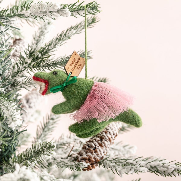 Personalised Ballerina Dinosaur Tree Decoration - Unique Festive Ornament Childrens Bauble Alternative Christmas Tree Gifts For Children