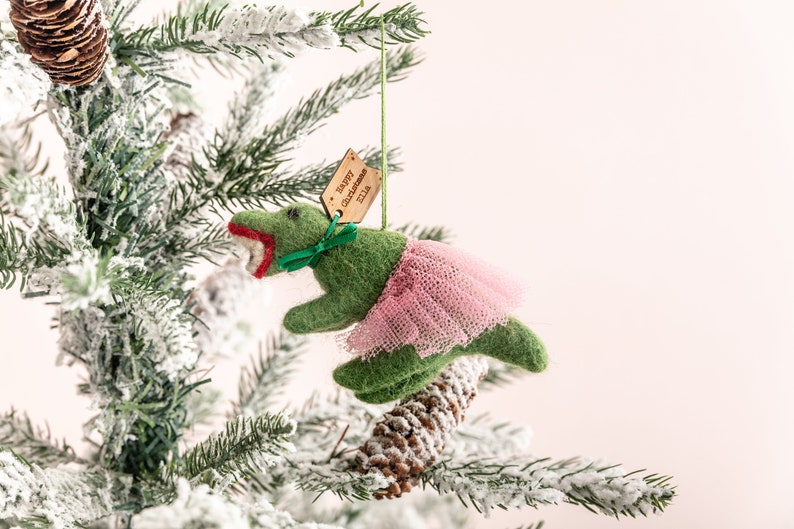 Personalised Ballerina Dinosaur Tree Decoration - Unique Festive Ornament Childrens Bauble Alternative Christmas Tree Gifts For Children 