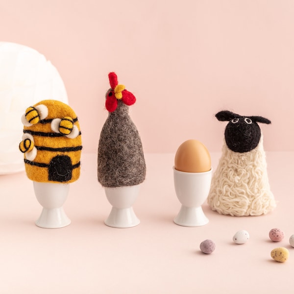 Felt Farmyard Egg Cosy - Chicken Black Sheep Beehive Animal Themed Gifts Egg Cosy Dippy Eggs For Kids