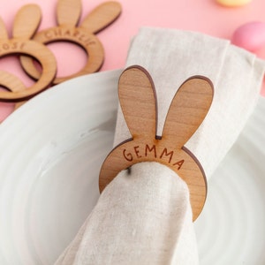 Wooden Napkin Ring Bunny Ears - Personalised Easter Table Decorations Bunny Rabbit Theme Spring Wedding Decorations Accessories