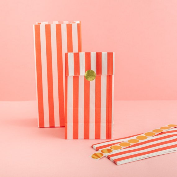 Pack Of 8 Rainbow Stripy Paper Party Gift Bags With Strong...